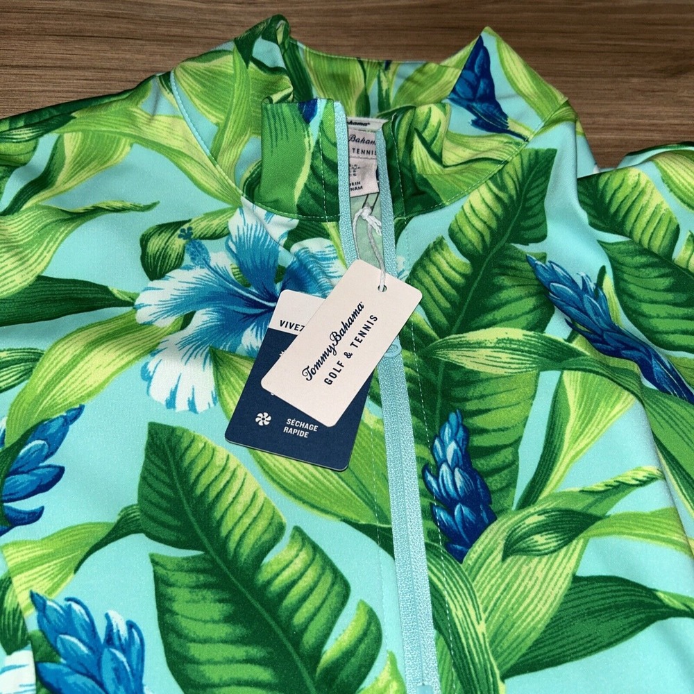 Tommy Bahama Golf Tennis 1/3 Zip Jacket Pullover, Blue/Green Womens Small - Picture 3 of 7